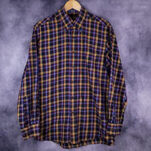 Pendleton pima and merino cotton plaid checked button up shirt
